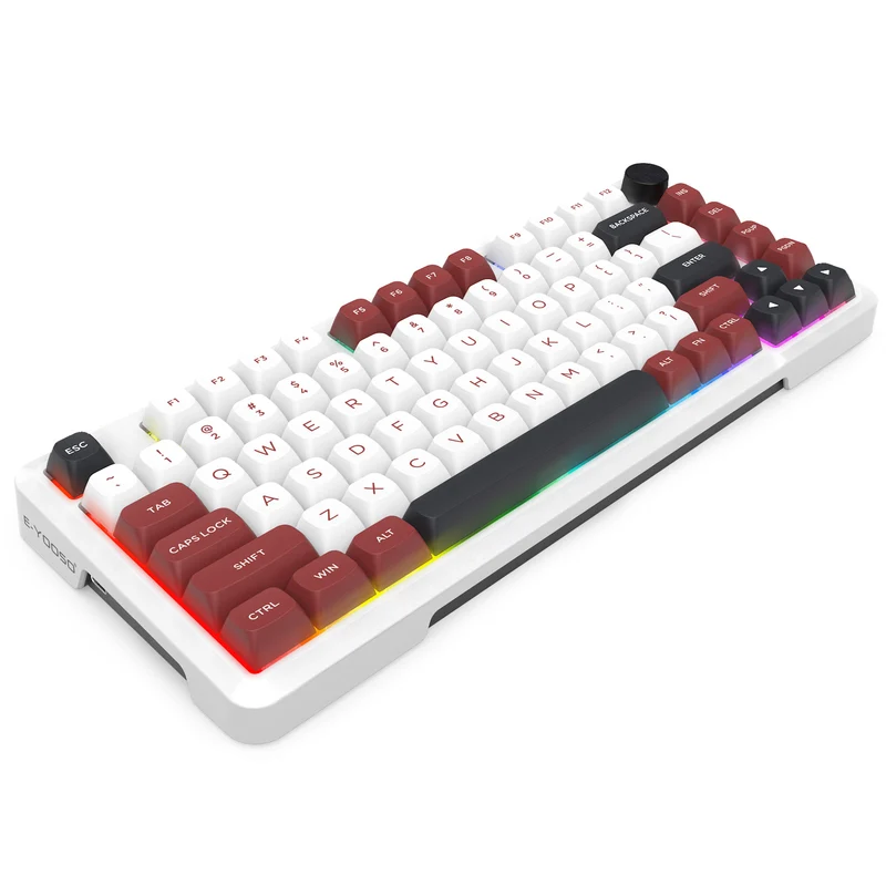 E-Yooso Z-82 RGB 81-Keys Wired Hot-Swappable Mechanical Keyboard White/Red/Black (Silverwood Switch)