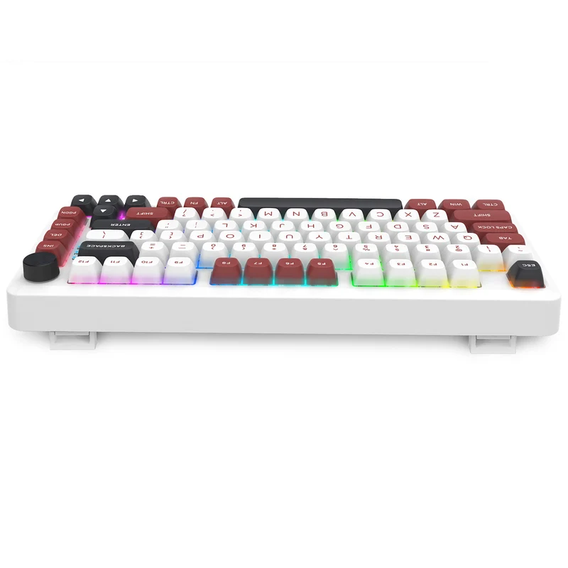 E-Yooso Z-82 RGB 81-Keys Wired Hot-Swappable Mechanical Keyboard White/Red/Black (Silverwood Switch)