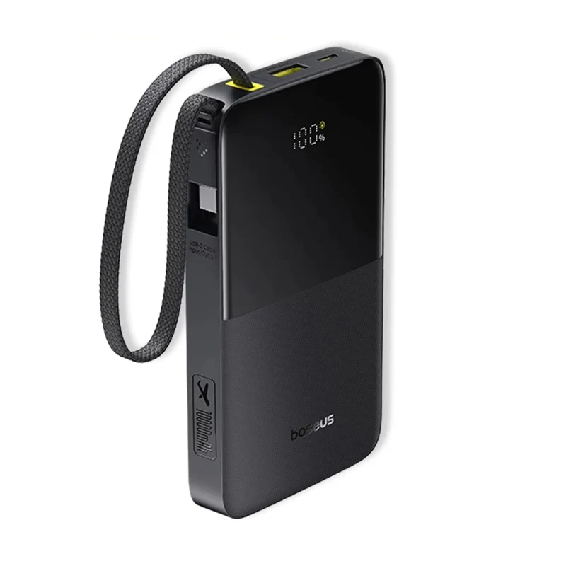 Baseus EnerFill FC51 Bipow 2 Pro Digital Display Power Bank with Built-in Cable 10000mAh 22.5W (Cosmic Black, Moon White)