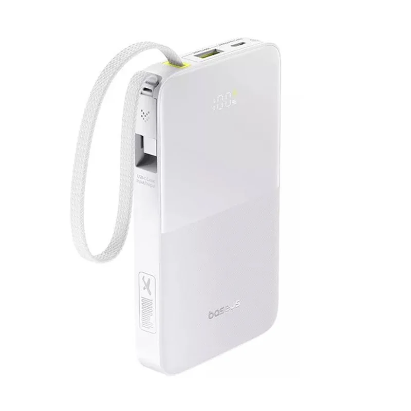 Baseus EnerFill FC51 Bipow 2 Pro Digital Display Power Bank with Built-in Cable 10000mAh 22.5W (Cosmic Black, Moon White)