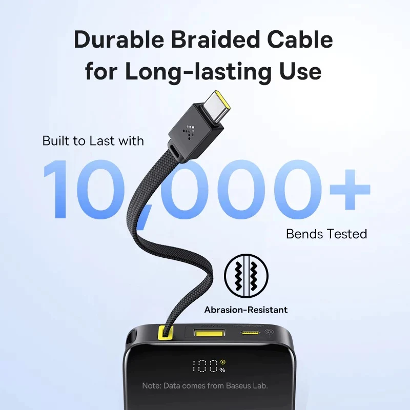 Baseus EnerFill FC51 Bipow 2 Pro Digital Display Power Bank with Built-in Cable 10000mAh 22.5W (Cosmic Black, Moon White)