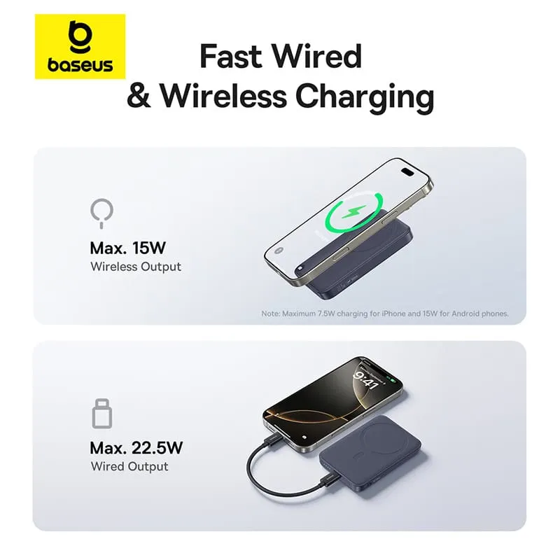 Baseus EnerFill FM11 Ultra-Mini Magnetic Power Bank 10000mAh 22.5W (Space Grey, Moon White)