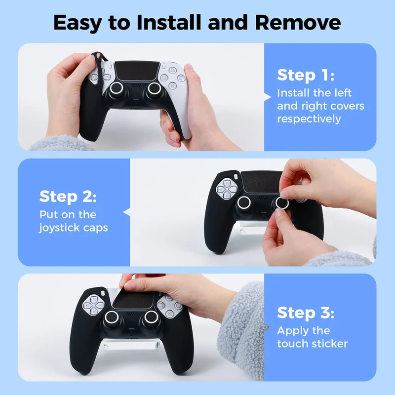 IINE Split Silicone Case Cover for PS5 Controller (Black) (L1055)