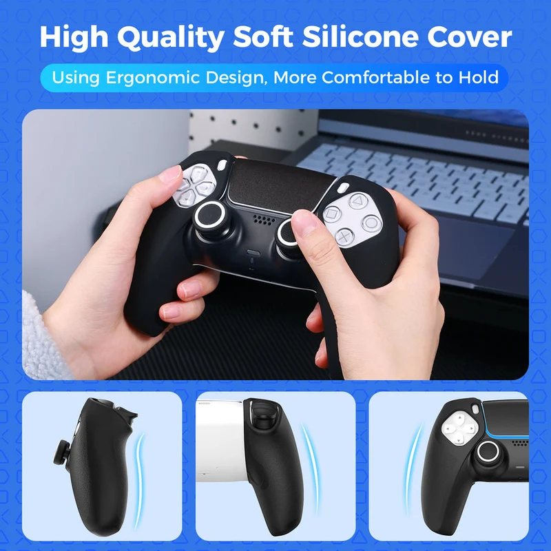 IINE Split Silicone Case Cover for PS5 Controller (Black) (L1055)