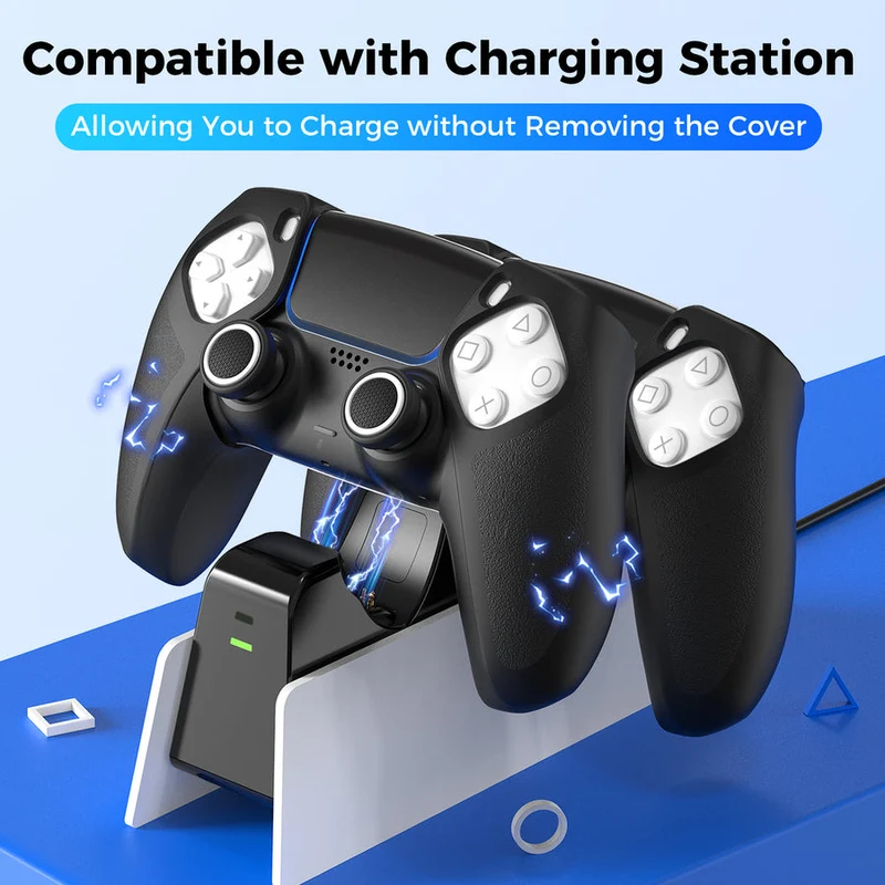 IINE Split Silicone Case Cover for PS5 Controller (Black) (L1055)