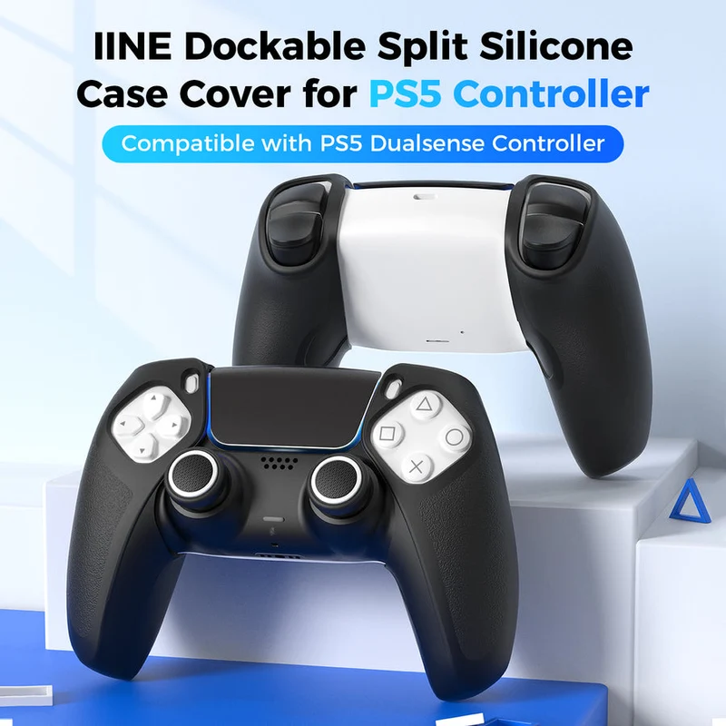 IINE Split Silicone Case Cover for PS5 Controller (Black) (L1055)