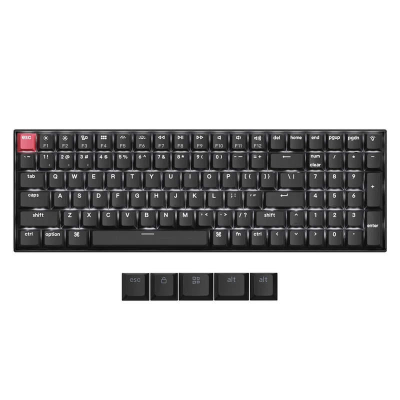 Keychron K4 QMK Fully Assembled Hot-Swappable White Backlight 96% Wireless Mechanical Keyboard Version 3 - Black