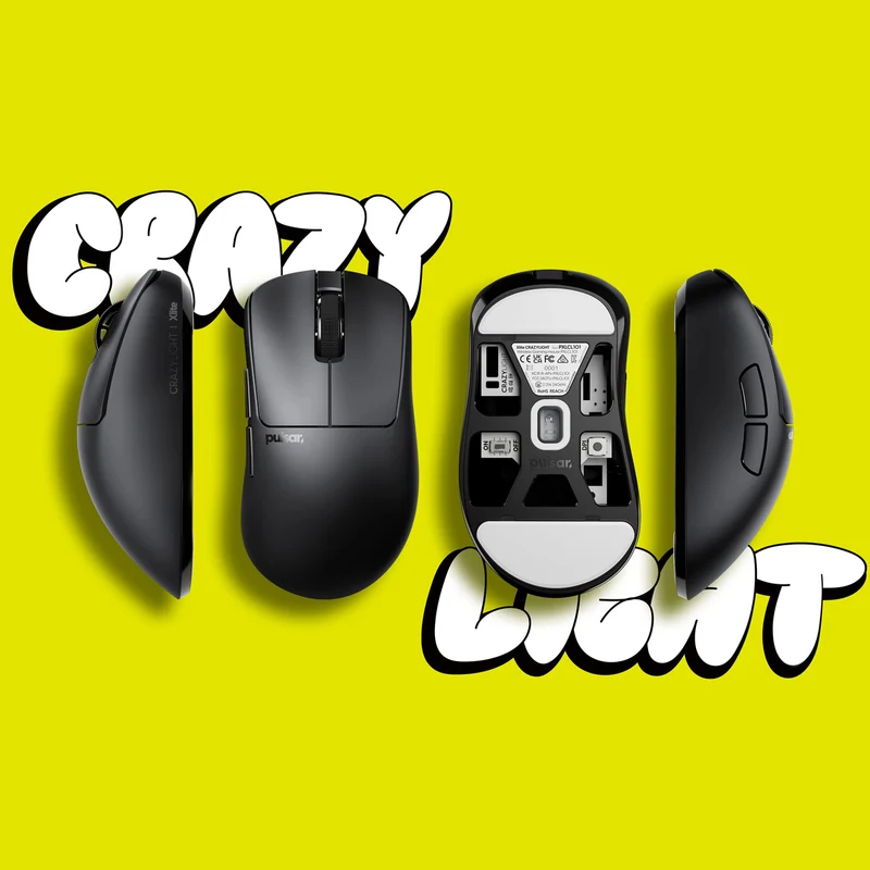 Pulsar Xlite CrazyLight 8K Polling Rate eSports Gaming Mouse Size 1 (Jet Black, Uyuni White)