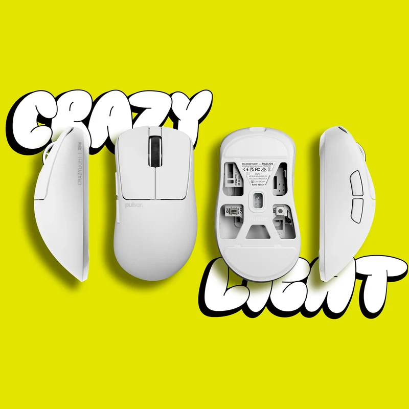 Pulsar Xlite CrazyLight 8K Polling Rate eSports Gaming Mouse Size 1 (Jet Black, Uyuni White)