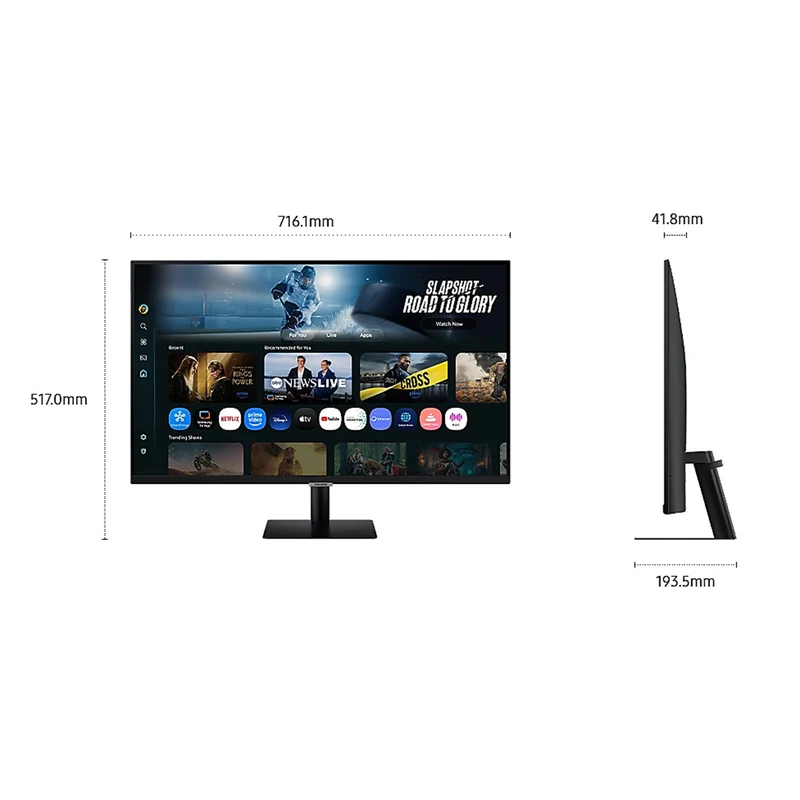 Samsung M7 M70F LS32FM700UEXXP 32" 4K (3840x2160) 60Hz 4ms GTG VA Smart Vision AI, Smart TV Experience with AI, AI Picture Optimizer, Know Security Monitor with Tilt Adjustment
