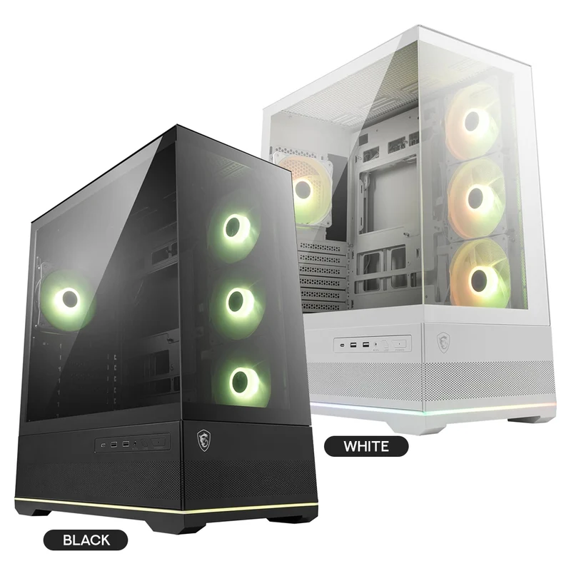 MSI MAG Pano 110R PZ Micro-ATX Mid Tower Tempered Glass Gaming Case (Black, White)