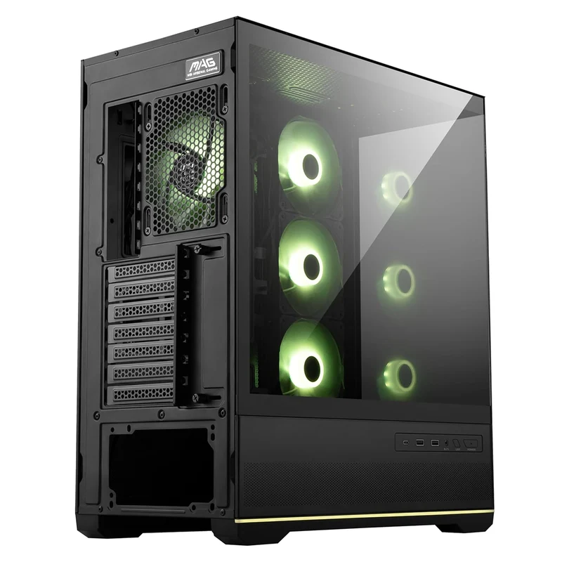 MSI MAG Pano 110R PZ Micro-ATX Mid Tower Tempered Glass Gaming Case (Black, White)
