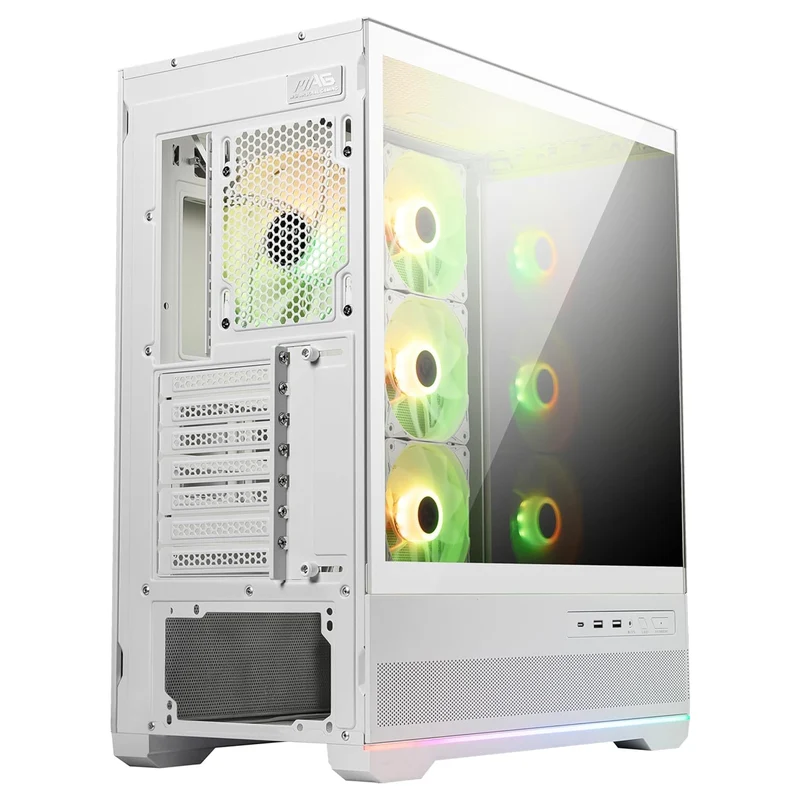 MSI MAG Pano 110R PZ Micro-ATX Mid Tower Tempered Glass Gaming Case (Black, White)