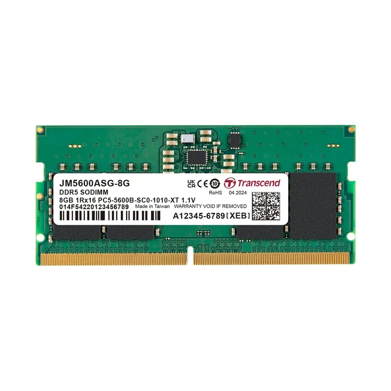 Transcend JetRam 8GB DDR5 5600MHz SODIMM 1Rx16 CL46 1.1V (JM5600ASG-8G)