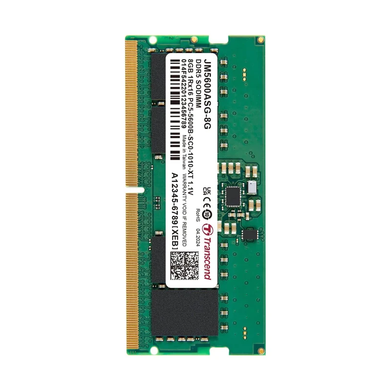 Transcend JetRam 8GB DDR5 5600MHz SODIMM 1Rx16 CL46 1.1V (JM5600ASG-8G)