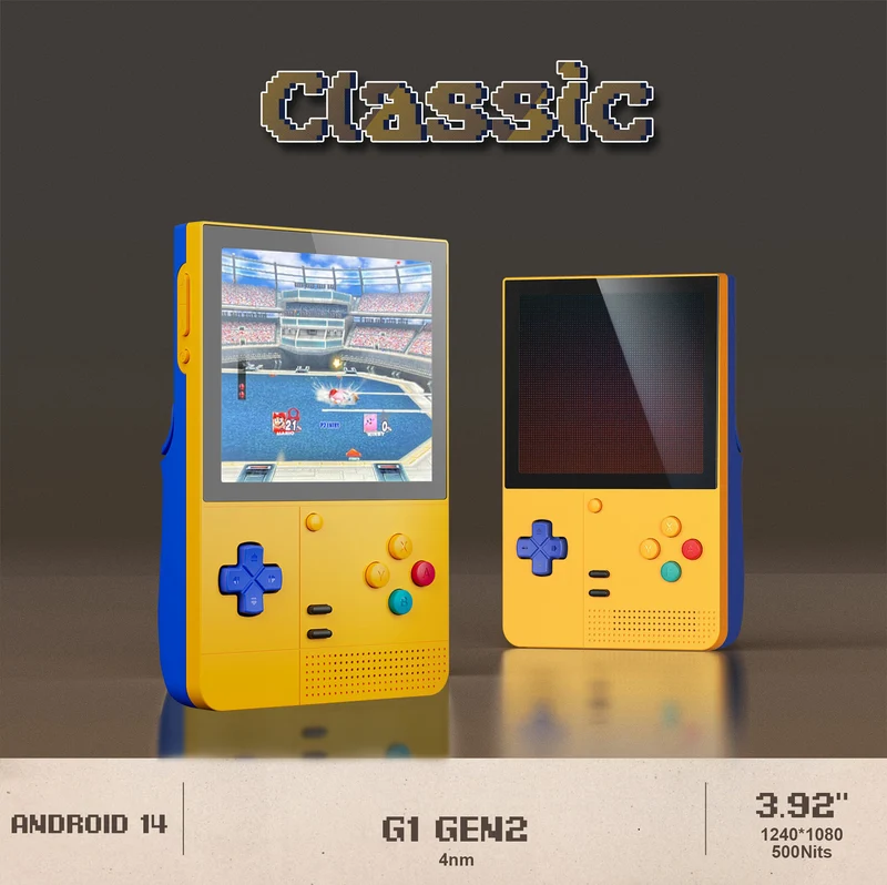Retroid Pocket Classic 6GB + 128GB Handheld Retro Gaming System (PKM Yellow, Classic 6)