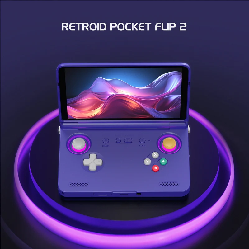Retroid Pocket Flip 2 Snapdragon SD865 8GB+128GB Handheld Retro Gaming System (GC, 16Bit US)