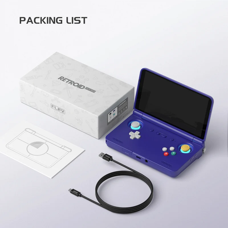 Retroid Pocket Flip 2 Snapdragon SD865 8GB+128GB Handheld Retro Gaming System (GC, 16Bit US)