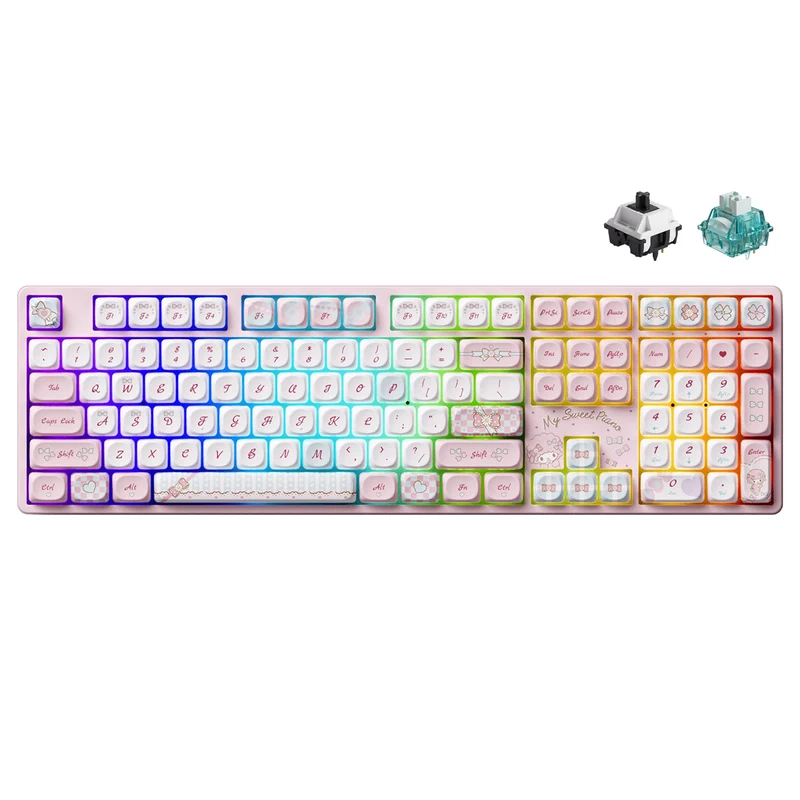 Akko My Sweet Piano 5108B Plus Multi-Mode RGB Hot-Swappable Mechanical Keyboard (Akko V3 Piano Pro Switch, Akko Creamy Cyan Switch)