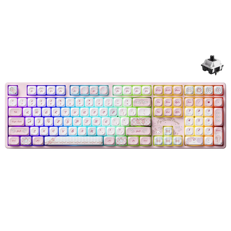 Akko My Sweet Piano 5108B Plus Multi-Mode RGB Hot-Swappable Mechanical Keyboard (Akko V3 Piano Pro Switch, Akko Creamy Cyan Switch)