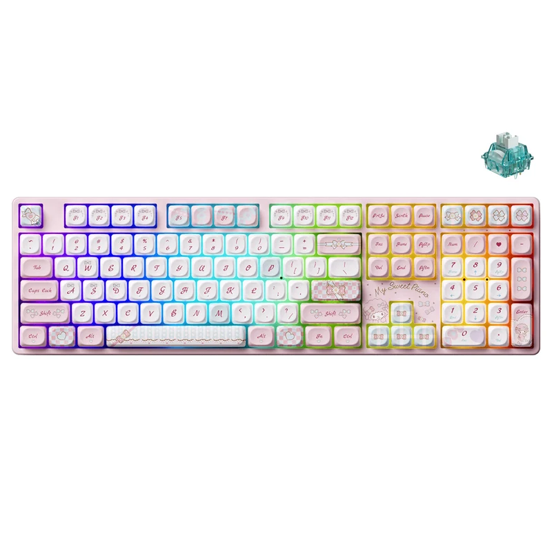 Akko My Sweet Piano 5108B Plus Multi-Mode RGB Hot-Swappable Mechanical Keyboard (Akko V3 Piano Pro Switch, Akko Creamy Cyan Switch)