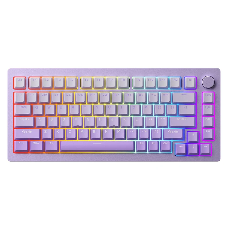 MonsGeek M1W V3 Aluminum Case Multi-Mode RGB Hot-Swappable Mechanical Keyboard (Purple) (V3 Cream Yellow Pro Switch)