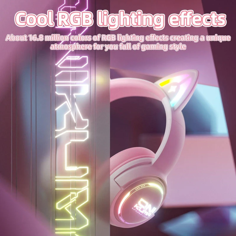 Onikuma GT838 Tri-Mode Wireless Headphone (White/Blue, White/Pink)