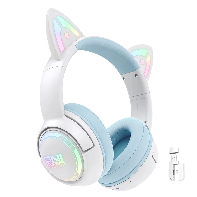 Onikuma GT838 Tri-Mode Wireless Headphone (White/Blue, White/Pink)