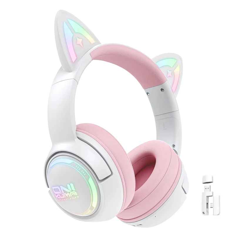 Onikuma GT838 Tri-Mode Wireless Headphone (White/Blue, White/Pink)