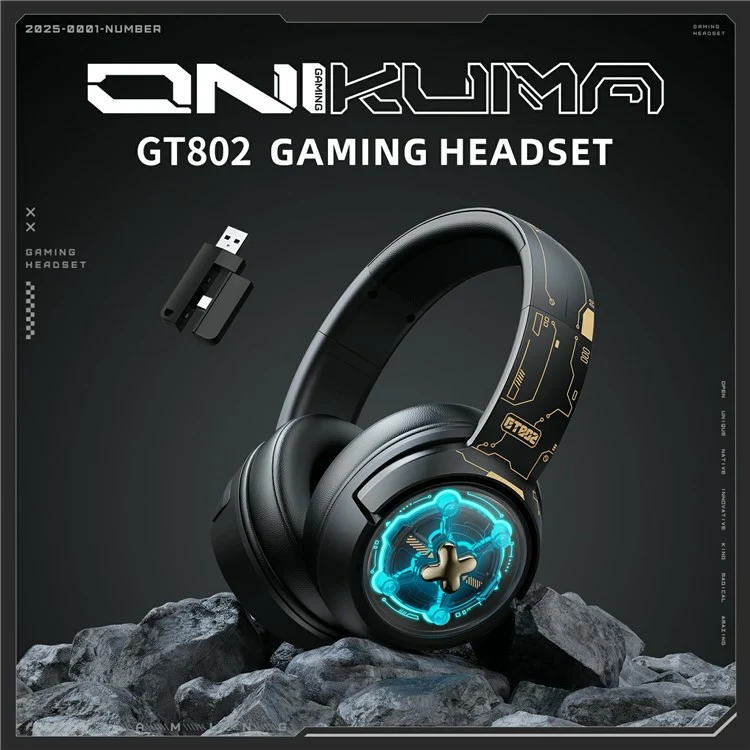 Onikuma GT802 Space Capsule Design Tri-Mode Wireless Headphone (Black, White/Blue)
