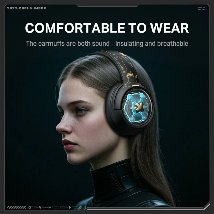 Onikuma GT802 Space Capsule Design Tri-Mode Wireless Headphone (Black, White/Blue)