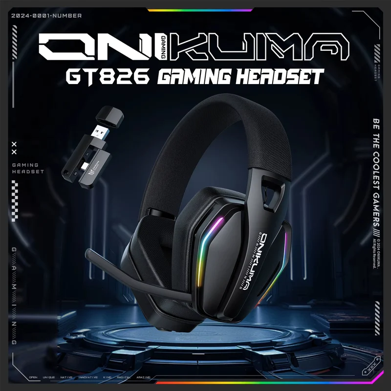 Onikuma GT826 Tri-Mode Wireless Headphone (Black)