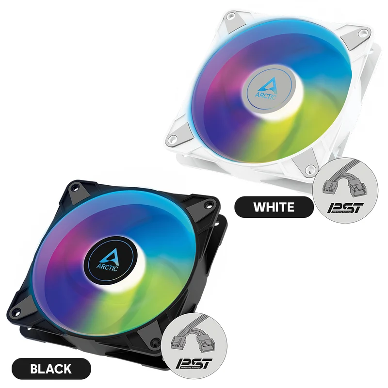Arctic P12 PWM PST A-RGB Semi-Passive 120mm PWM Fan With Cable Splitter (Black, White)