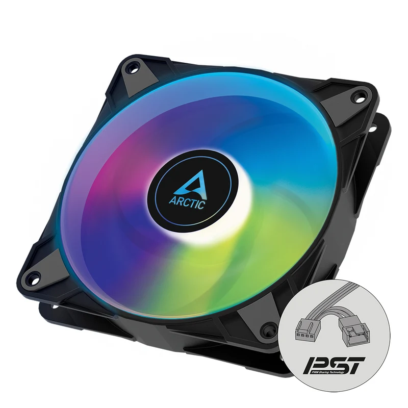 Arctic P12 PWM PST A-RGB Semi-Passive 120mm PWM Fan With Cable Splitter (Black, White)