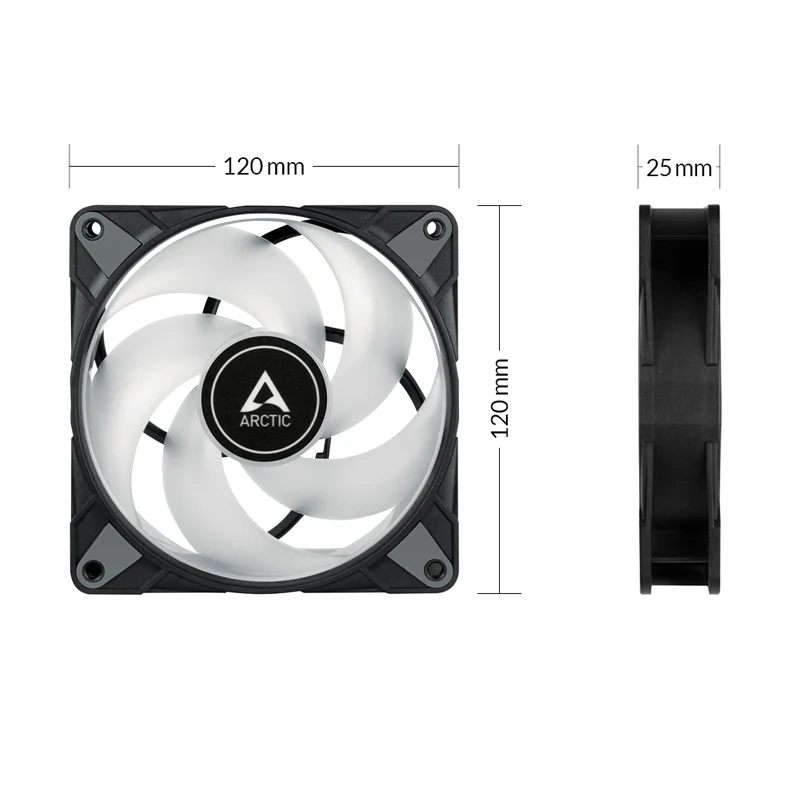 Arctic P12 PWM PST A-RGB Semi-Passive 120mm PWM Fan With Cable Splitter (Black, White)