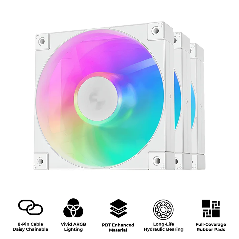 DeepCool FD12 WH ARGB 3-in-1 3x120mm Fans (White) (R-FD12-WHAPN3-G)