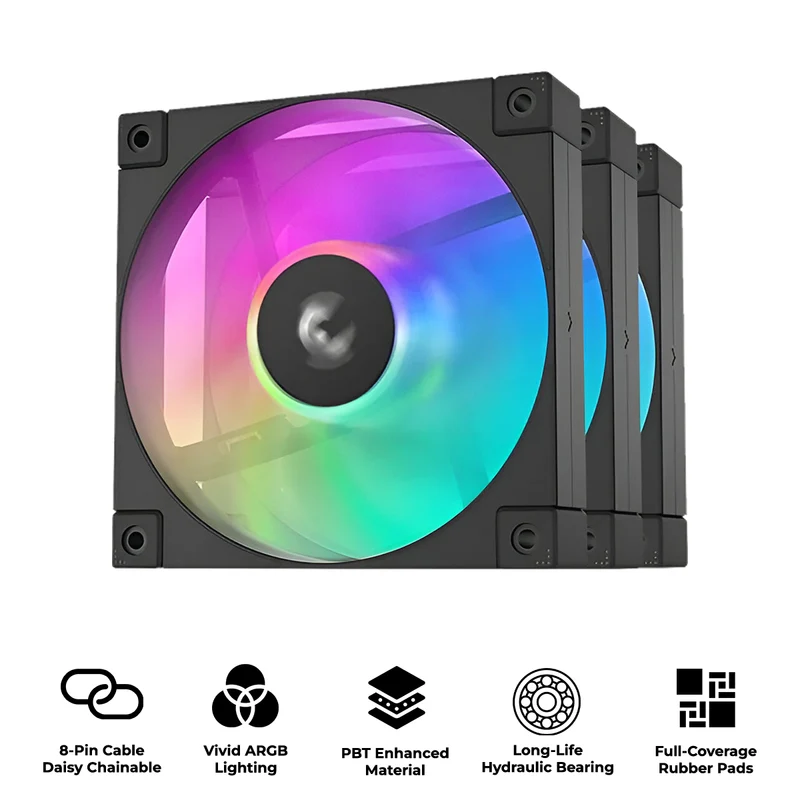 DeepCool FD12 ARGB 3-in-1 3x120mm Fans (Black) (R-FD12-BKAPN3-G)