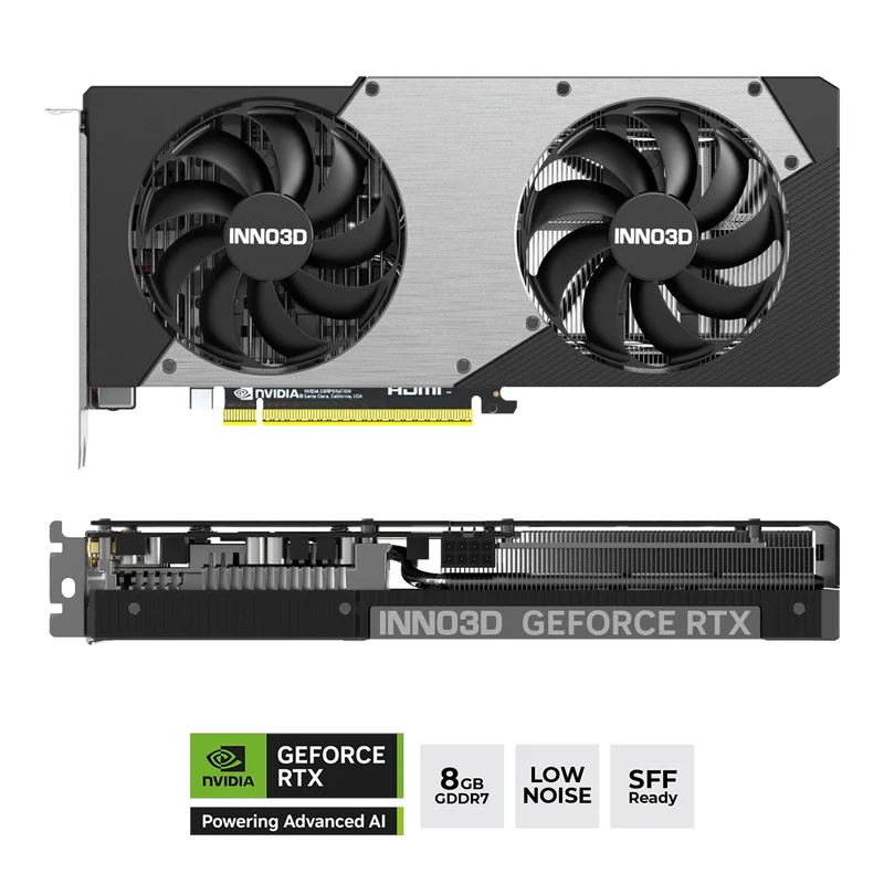 INNO3D GeForce RTX 5060 Twin X2 OC 8GB GDDR7 Graphics Card (N50602-08D7X-195070N)