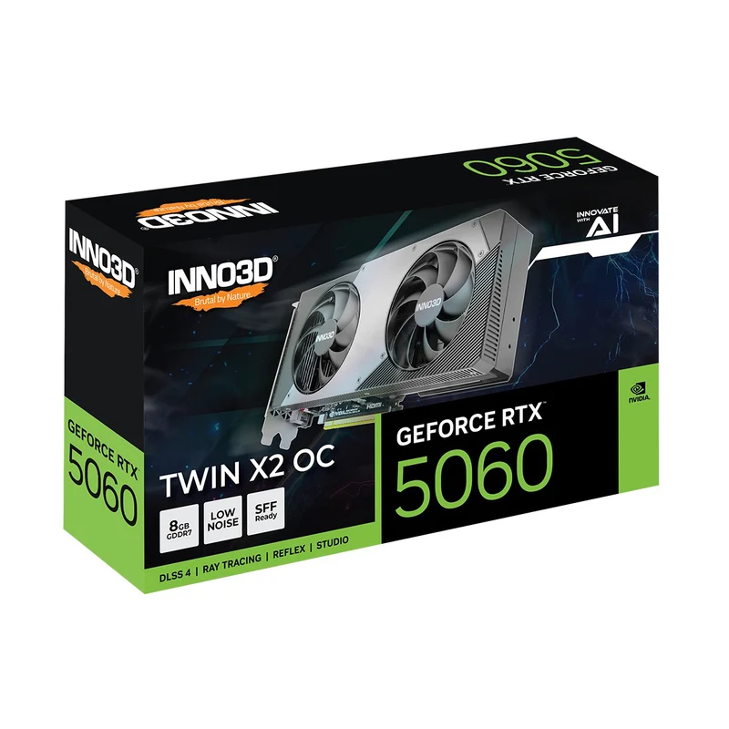 INNO3D GeForce RTX 5060 Twin X2 OC 8GB GDDR7 Graphics Card (N50602-08D7X-195070N)