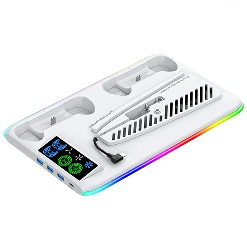 OIVO Cooling Stand with Controller Charger for PS5 / PS5 Slim (White) (IV-P5364X)