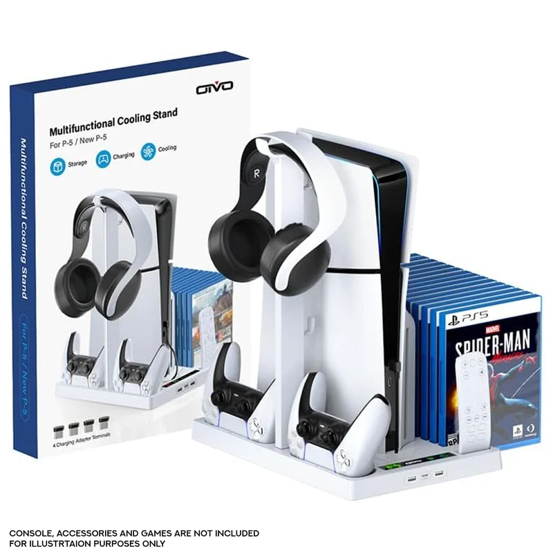 OIVO Multifunctional Cooling Stand for PS5 / PS5 Slim (White) (IV-P5246XW)