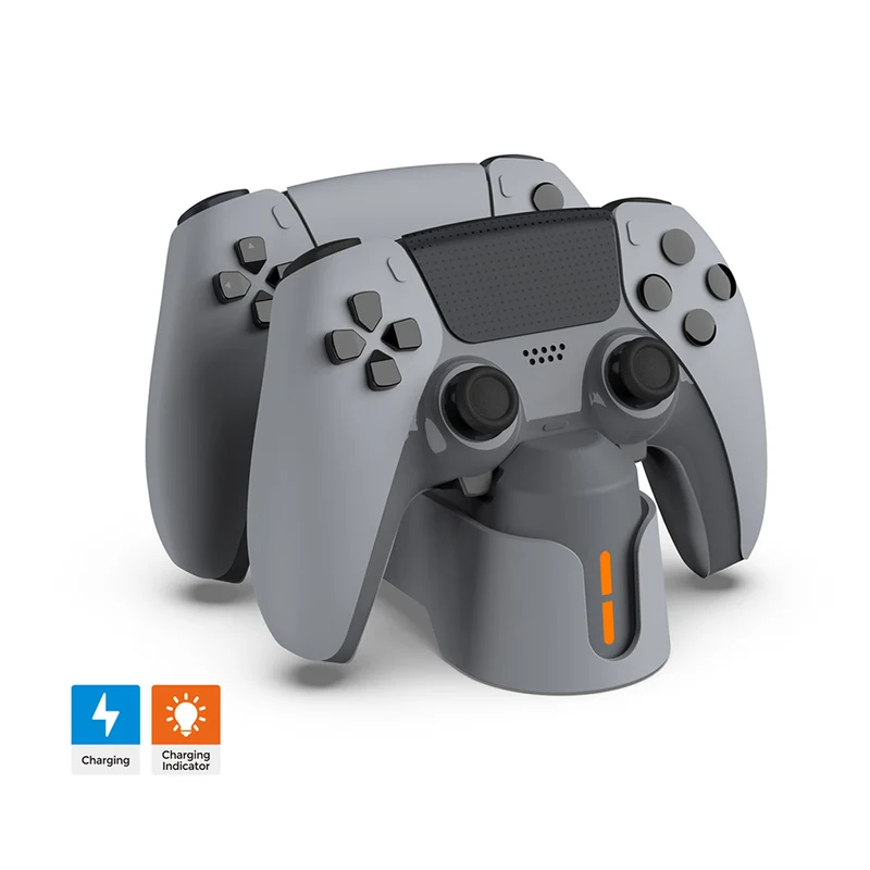 Dobe Double Charging Dock For PS5 Controller with Dual-Color Charging Indicator Light (Gray) (TP5-1501X)