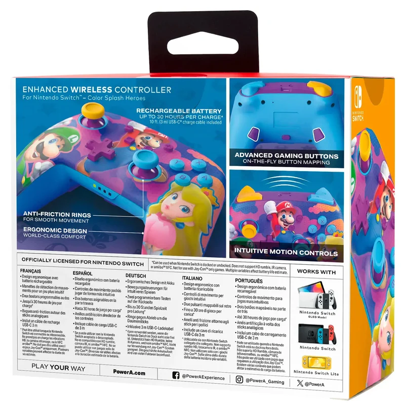 PowerA Super Mario Enhanced Wireless Controller for Nintendo Switch (Color Splash Heroes) (NSGP0287-01)