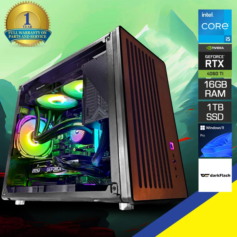 Sigma WD200 Black Desktop Gaming PC | Intel i5 14400F | 16GB RAM | 1TB SSD | RTX 4060 Ti | Windows 11 Pro