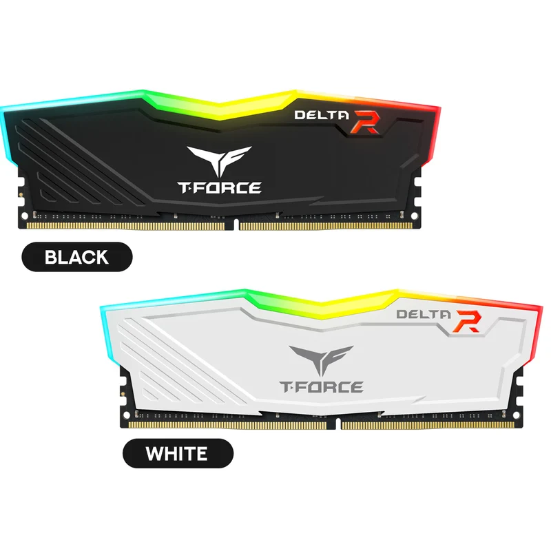 TeamGroup T-Force Delta RGB DDR4 8GB (1x8GB) 3200MHz CL16-18-18-38 1.35V Gaming Desktop Memory (Black, White)