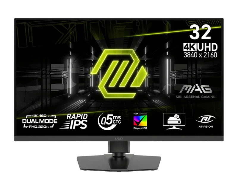 MSI MAG 322URDF E16 32" Dual Mode (4K 160Hz or FHD 320Hz) 0.5ms GTG Fast IPS Gaming Monitor with Tilt/ Swivel/ Pivot/ Height Adjustment