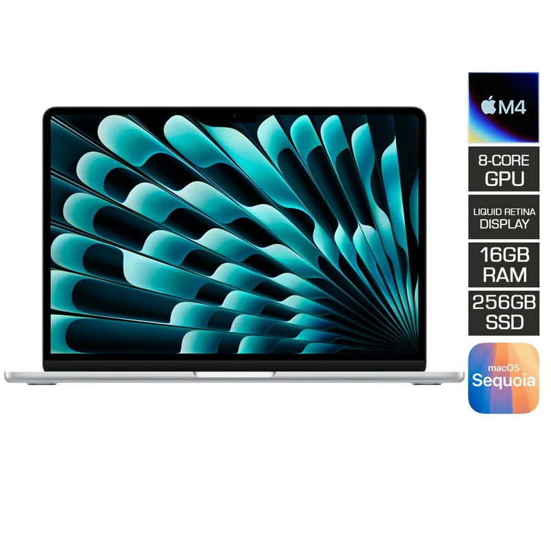 MacBook Air 13" 16GB+256GB M4 Chip with 10-Core CPU & 8-Core GPU (Silver) (MW0W3PP/A)