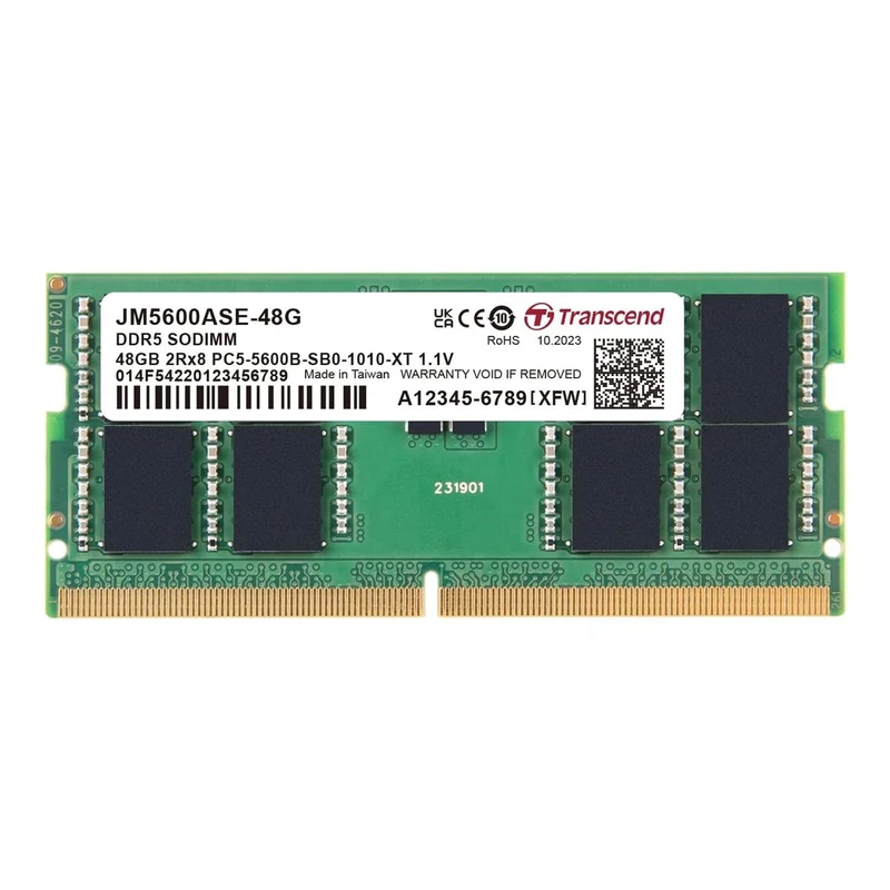 Transcend JetRam 48GB DDR5 5600MHz SODIMM 2Rx8 CL46 1.1V (JM5600ASE-48G)