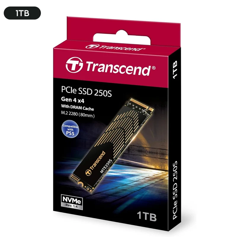 Transcend 250S M.2 2280 NVMe PCIe Gen4 x4 Internal Gaming SSD with Graphene Heatsink - Compatible with PS5 (1TB, 2TB, 4TB)