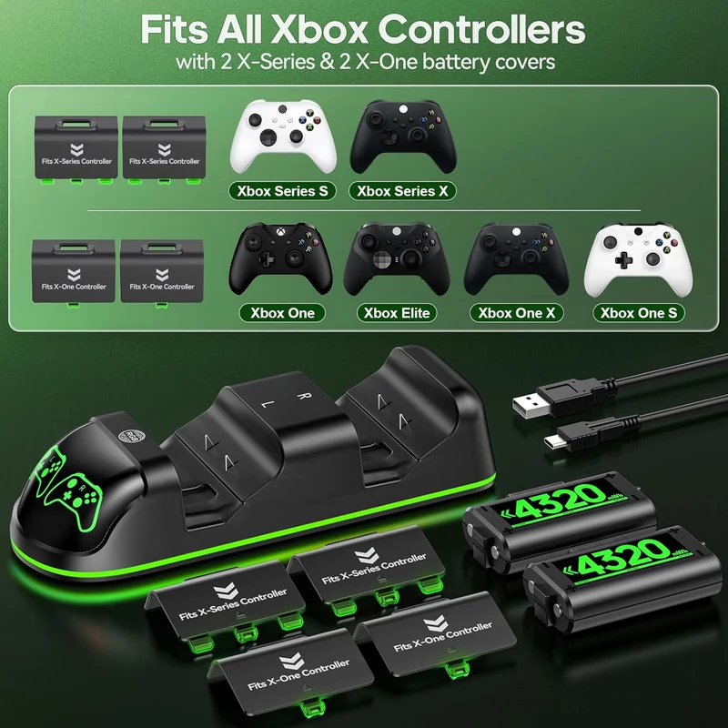OIVO Controller Charging Station for XboxOne / Xbox Series S/X (Black, White)